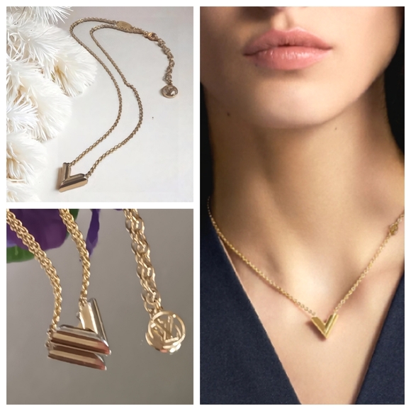 Louis Vuitton ✨️ Essentials V Necklace Gold - Picture 1 of 17